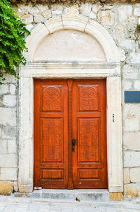 Closed door of old building