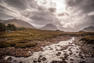 Scenic view of mountains against sky