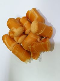 High angle view of orange fruit on table