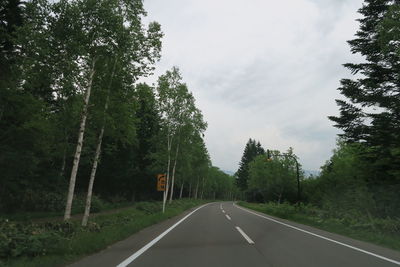 Road amidst trees against sky