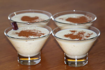 Close-up of coffee served on table