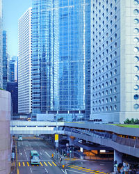 High angle view of street amidst buildings in city