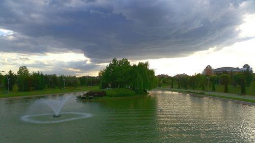 View of river against cloudy sky