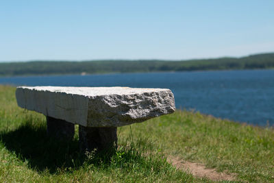 Scenic view of field against clear sky