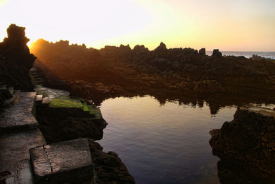 Scenic view of beach during sunset