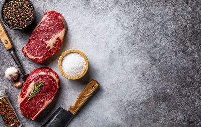 High angle view of food on table