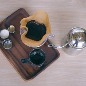 Directly above shot of coffee on table