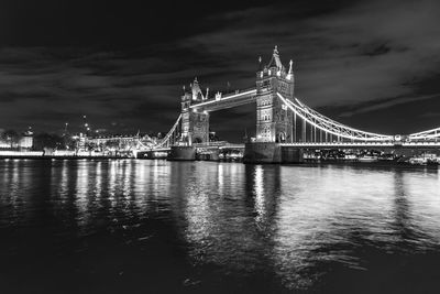 View of bridge over river against cloudy sky