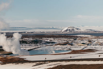 Scenic view of snow covered landscape