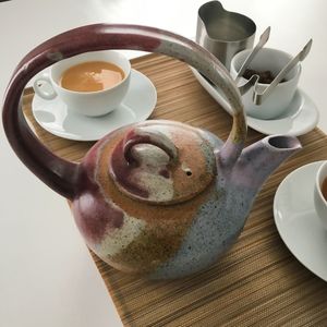 Teapot on table