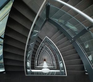 High angle view of spiral staircase