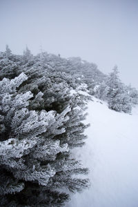 Scenic view of snow covered landscape against clear sky
