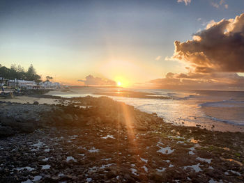 Scenic view of sea against sky during sunset