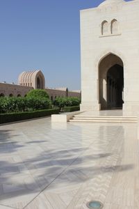 Exterior of historic building against clear sky