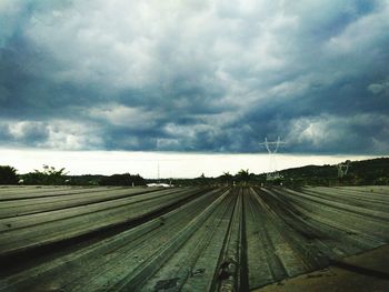 Railroad track against sky