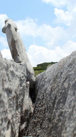 Low angle view of rock formation