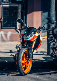 Bicycle parked on street