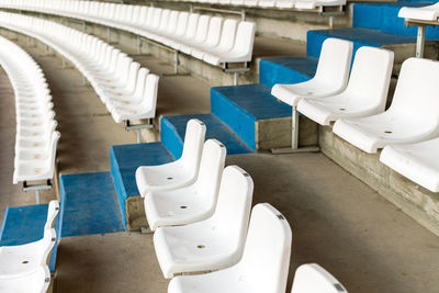 High angle view of chairs in bathroom