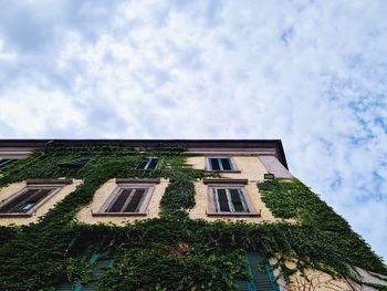 Low angle view of old building against sky