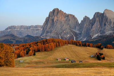 Scenic view of landscape and mountains against sky