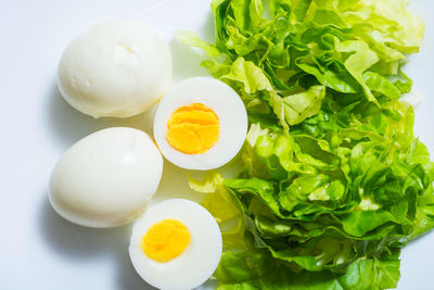 High angle view of breakfast served in plate