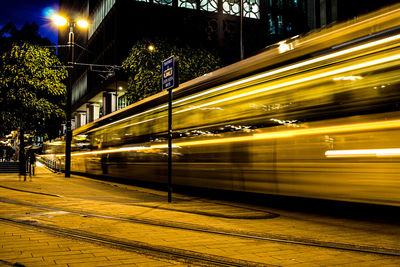 Blurred motion of train at night