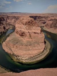 Scenic view of horseshoe bend against sky