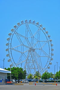 Ferris wheel against blue sky