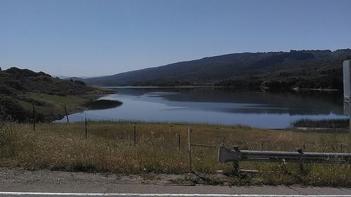 Scenic view of lake against clear sky