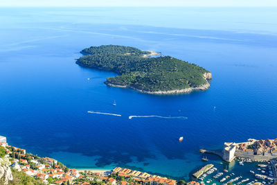 High angle view of island amidst sea