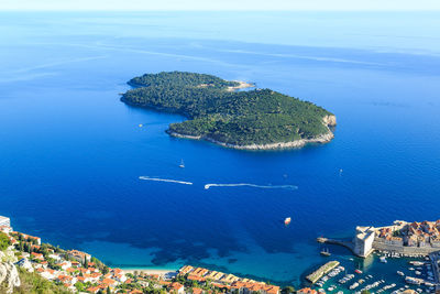 High angle view of sea against sky