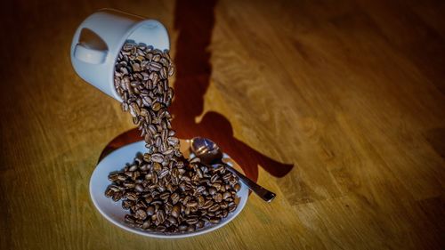 High angle view of food on table
