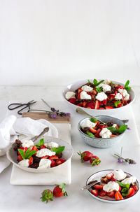Close-up of salad served on table