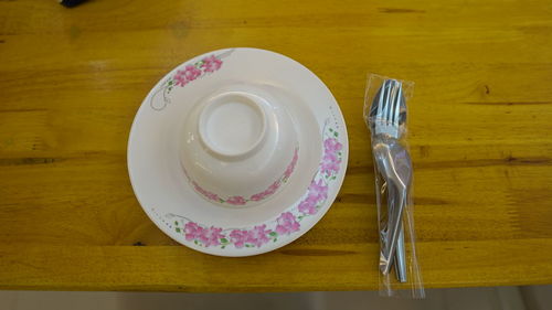 Directly above shot of empty coffee on table