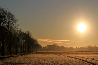 Scenic view of field against sky during sunset