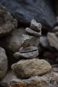 Close-up of stack of pebbles