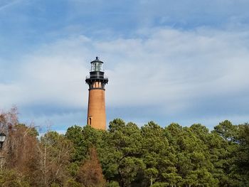 Low angle view of lighthouse against sky