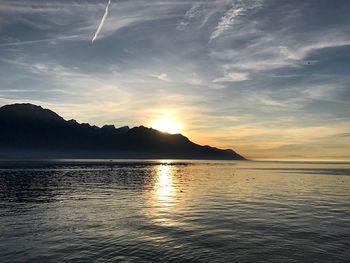 Scenic view of sea against sky during sunset