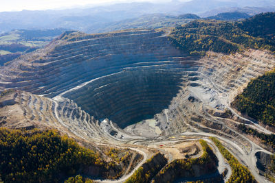 High angle view of rocky mountains