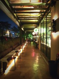 Illuminated corridor of building