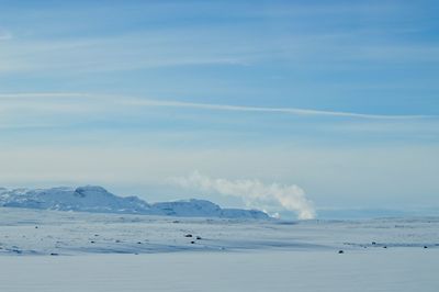 Scenic view of sea against sky during winter