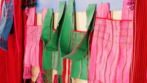 Colorful fabric bags hanging for sale