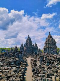 Panoramic view of temple building against sky