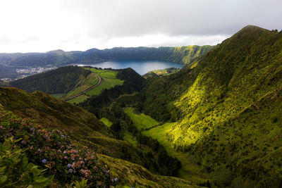 Scenic view of mountains against sky