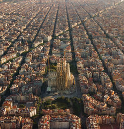 Aerial view of sagrada familia in city
