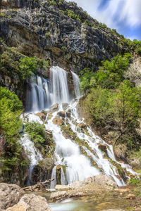 Scenic view of waterfall