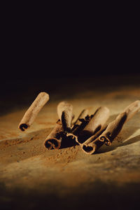 Close-up of coffee beans on table