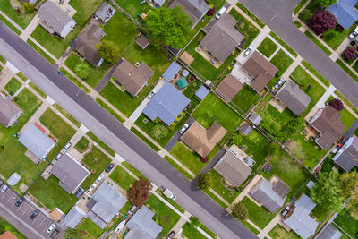 High angle view of buildings in city