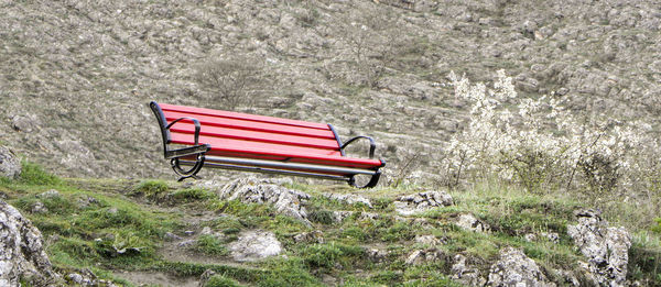 Empty bench in park