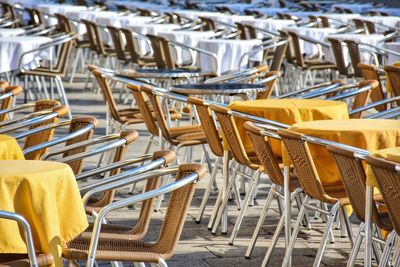 Full frame shot of tables and chairs